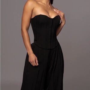 Strapless Black Corset Top / Satin